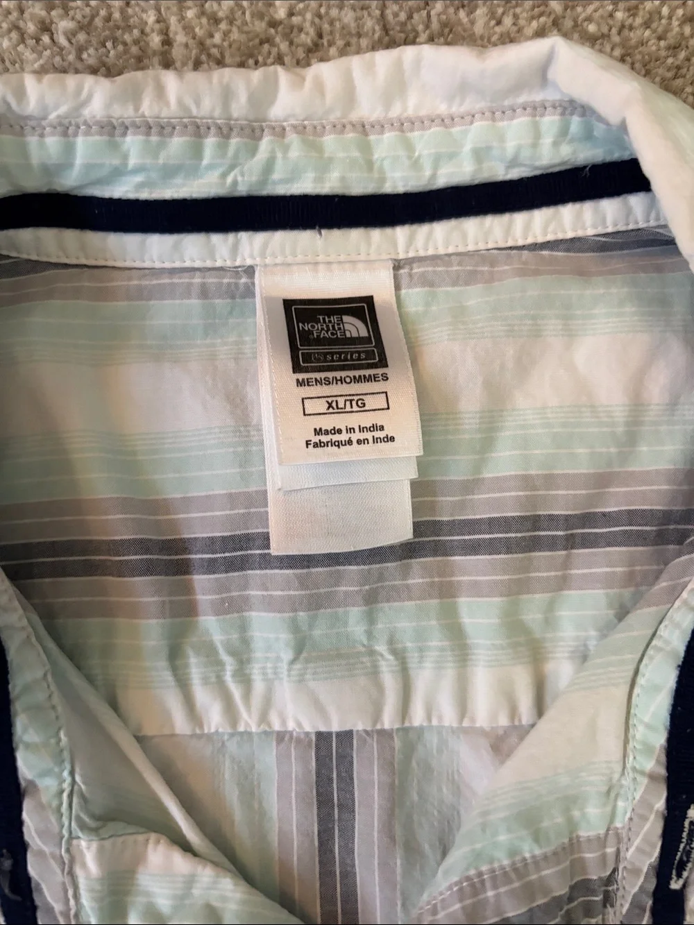 The North Face Men's Short-Sleeve Button-Down Shirt - Mint & Gray Stripe